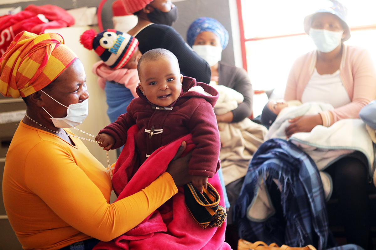 A pediatric waiting room at Lebakeng Heath Center in Lesotho