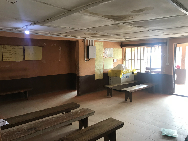 Kombayendeh Community Health Center waiting room, empty