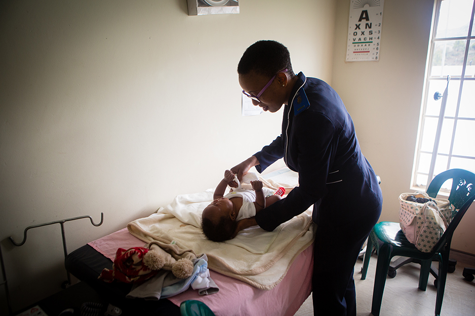 His check-up was conducted by Mamakama Mofolo, registered nurse midwife.