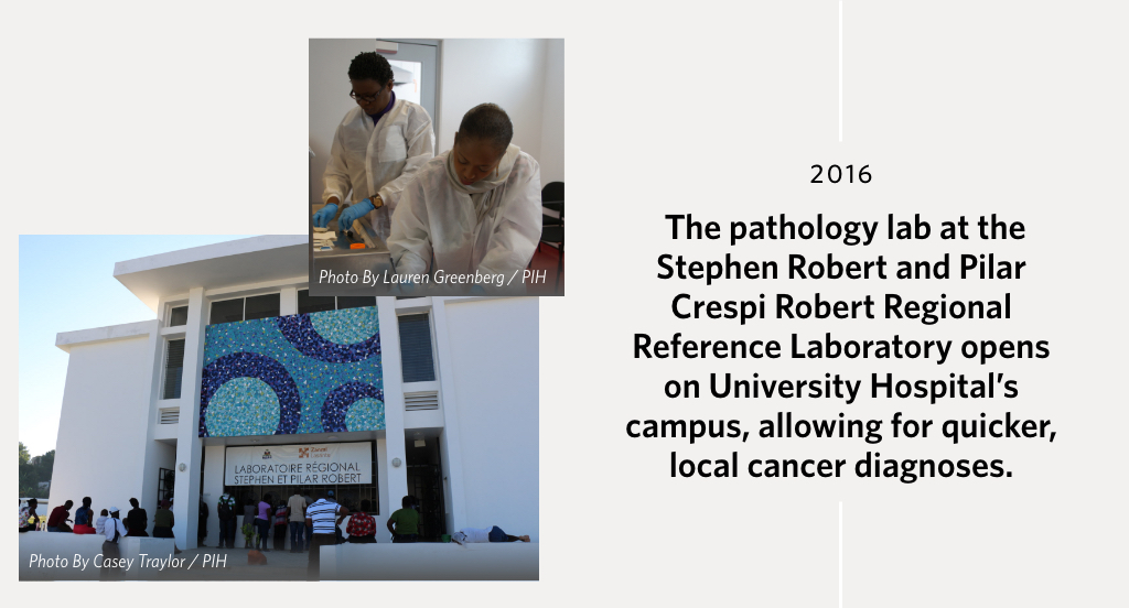  The pathology lab at the Stephen Robert and Pilar Crespi Robert Regional Reference Laboratory opens on University Hospital’s campus, allowing for quicker, local cancer diagnoses.