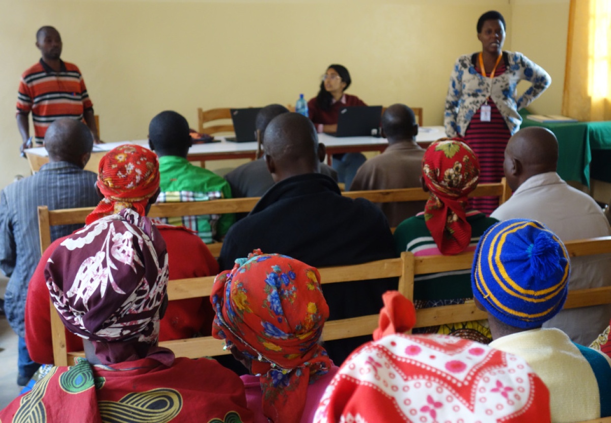 Sifa Dorcas leads a self-help group at Kivuye Health Center in Rwanda