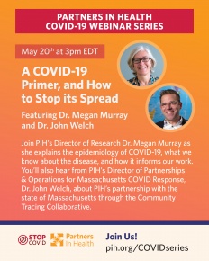 COVID-19 webinar announcement with Megan Murray and John Welch