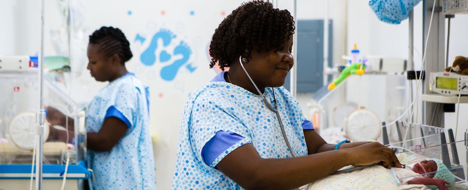 NICU nurse cares for premature infant in Haiti