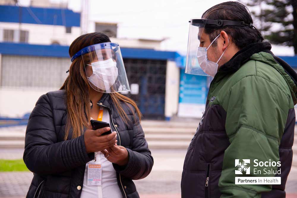 Community worker talking with a person