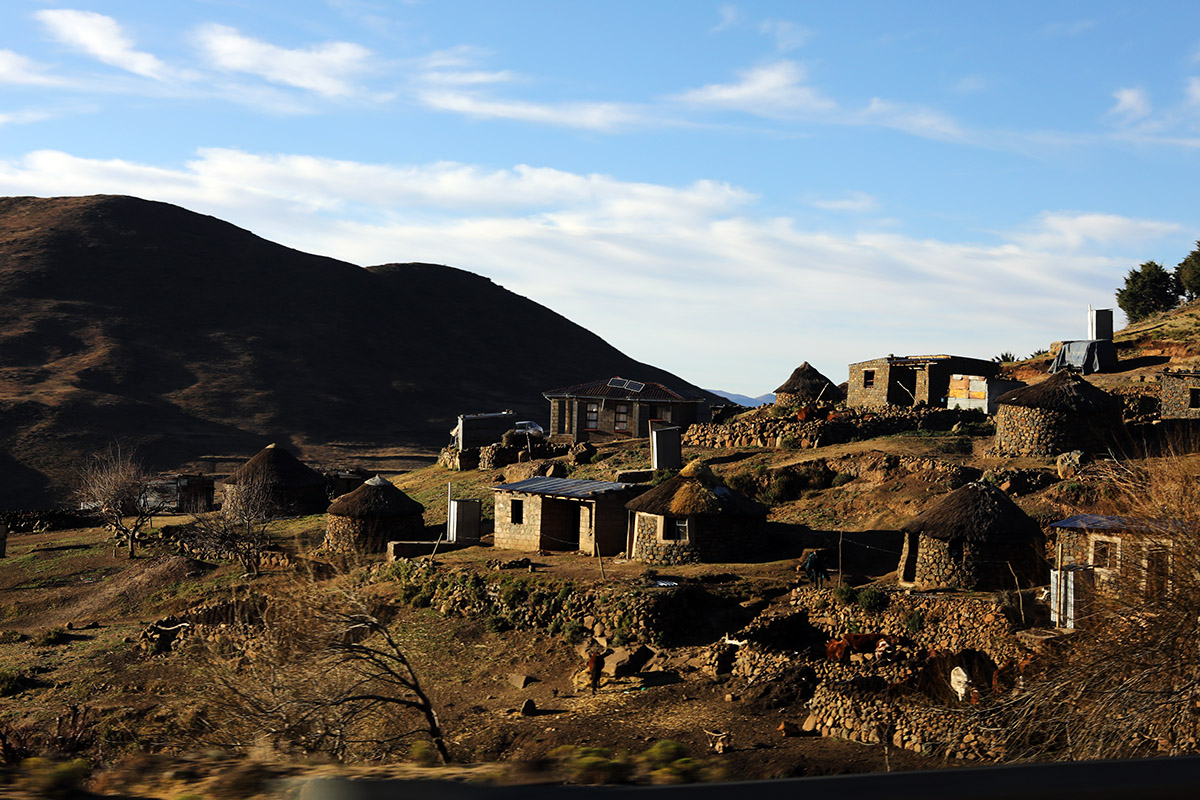 A roadside village in Lesotho