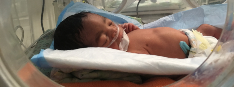 One of the quadruplets born in September at University Hospital in Haiti