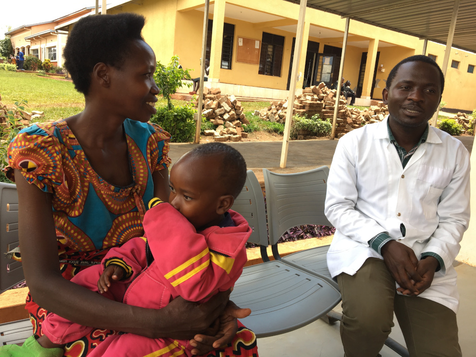 Jeannette Mukhanyana, Olivier and pediatric nurse Mathieu Nemerimana at Kirehe District Hospital