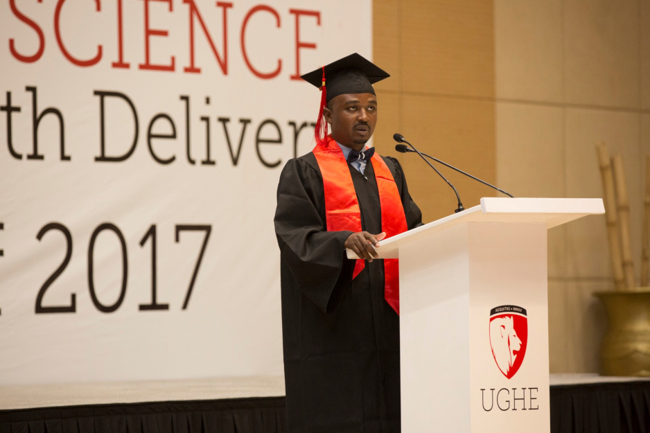Benjamin Ndayambaje at UGHE graduation in 2017