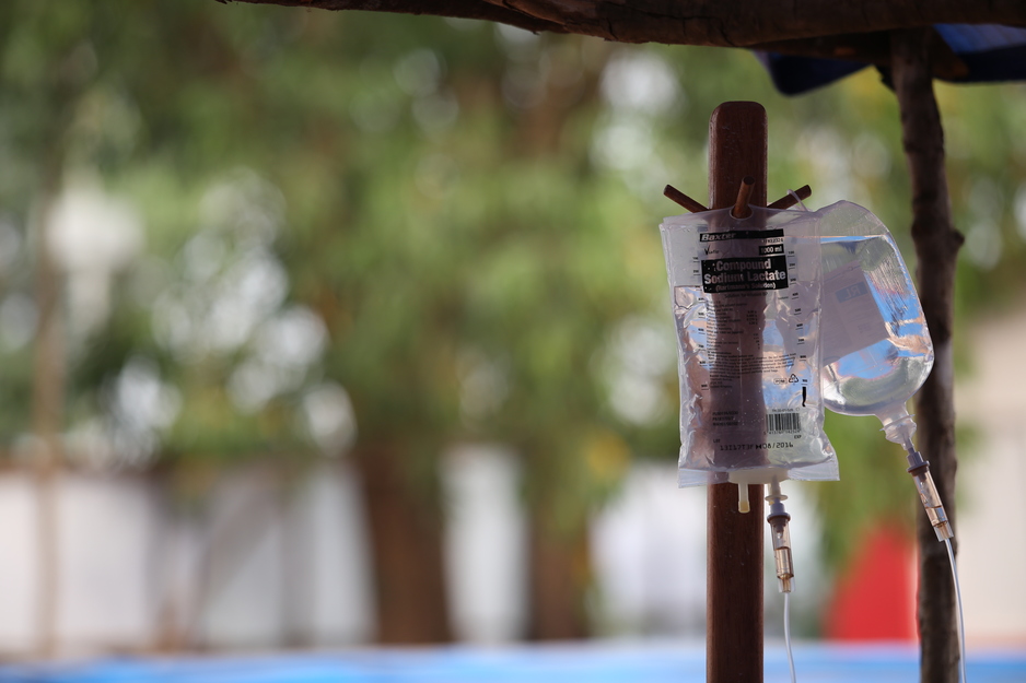 IV liquids used to rehydrate Ebola patients in Sierra Leone