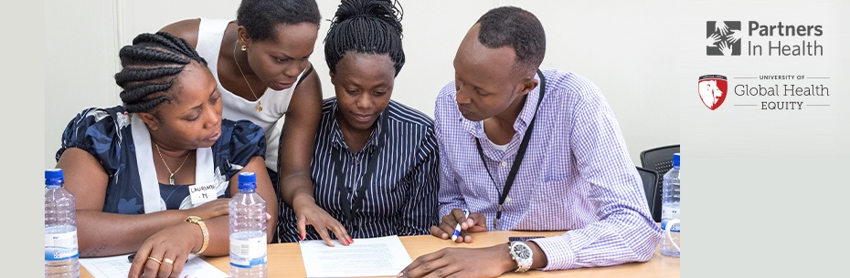 Students looking over a document