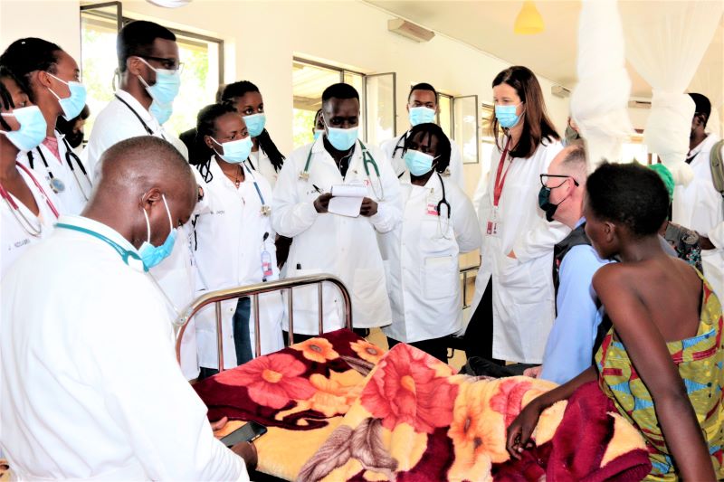 Paul Farmer on rounds with medical students in Butaro District Hospital in Rwanda