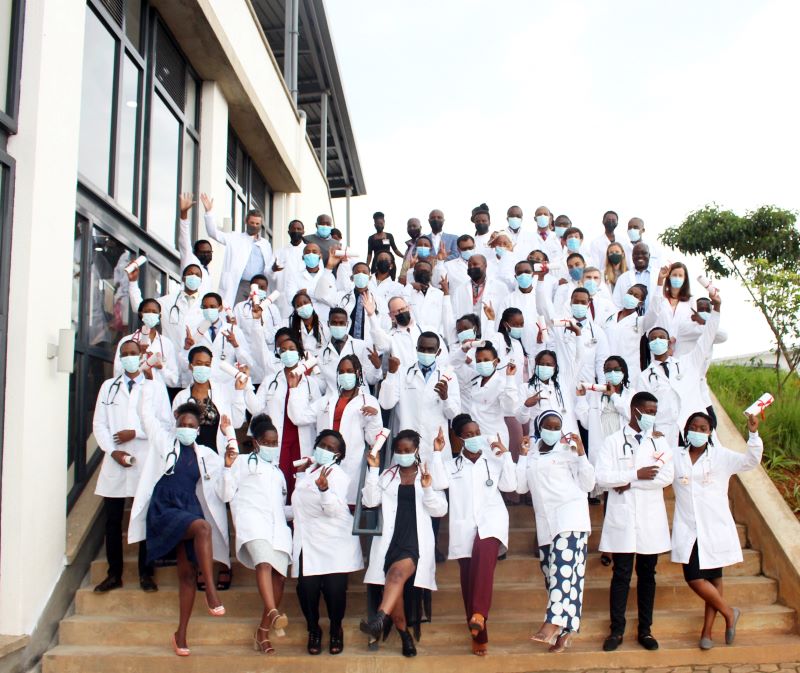 White coat ceremony with Paul Farmer at University of Global Health Equity in Rwanda