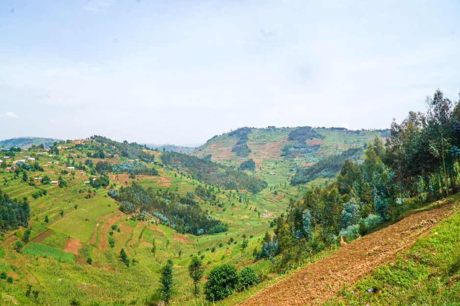 The landscape of rural Burera district, Rwanda.