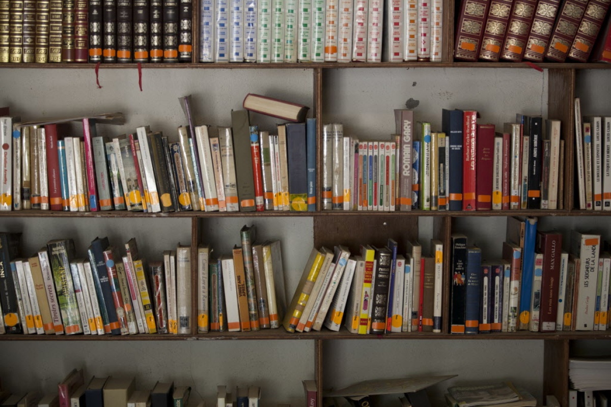 Books in library in Cange, Haiti
