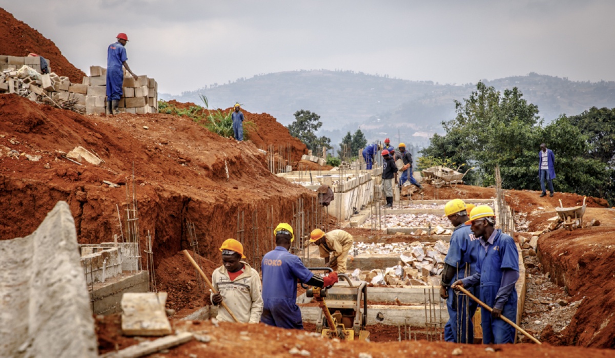 Workers lay UGHE foundations in October 2017