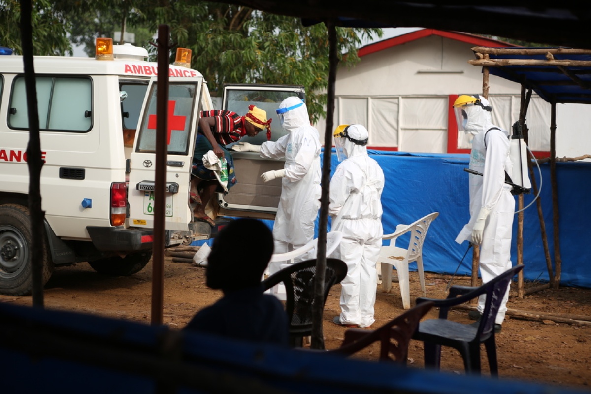 triage area of Ebola treatment unit in Sierra Leone