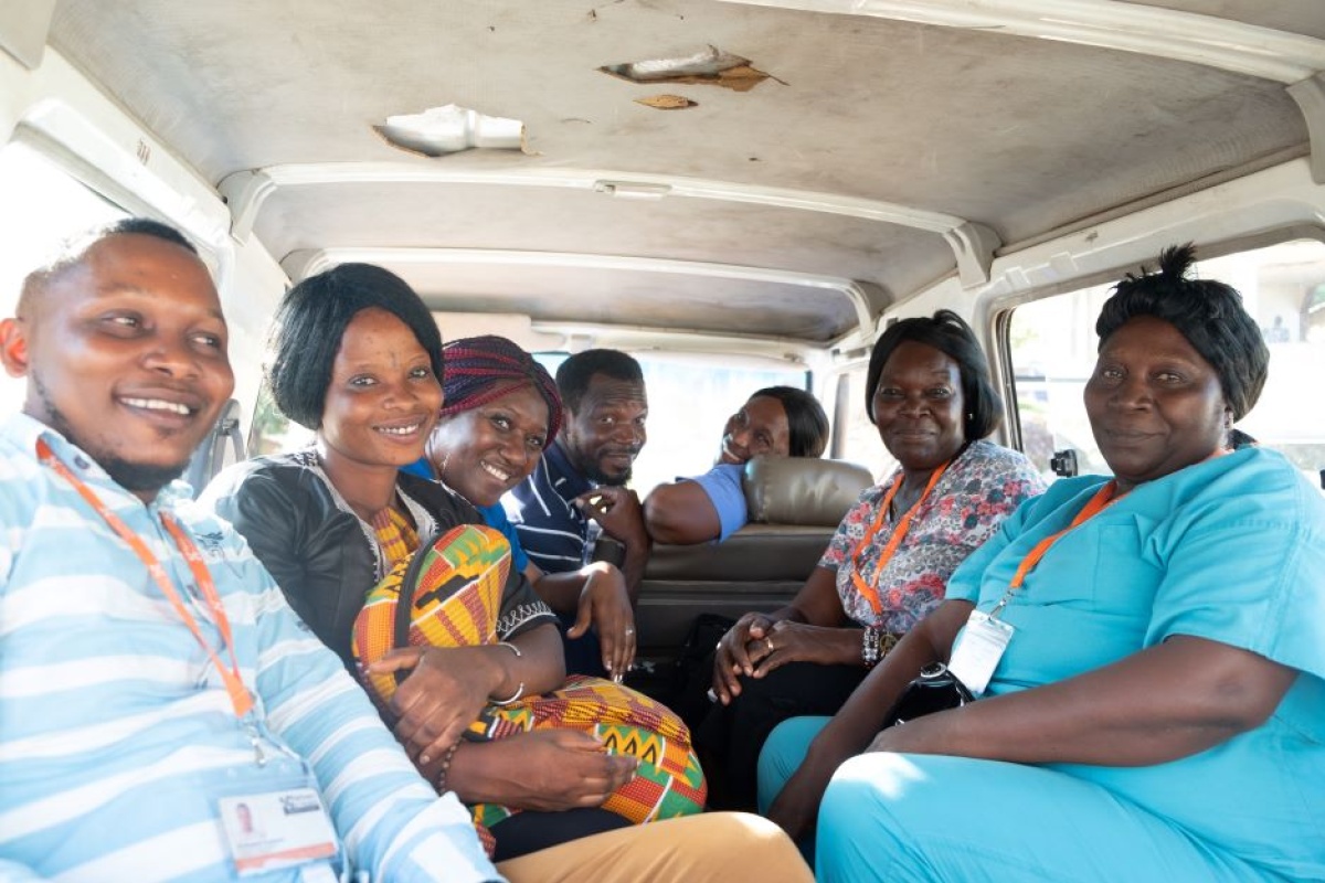 The community maternal health outreach team in the van