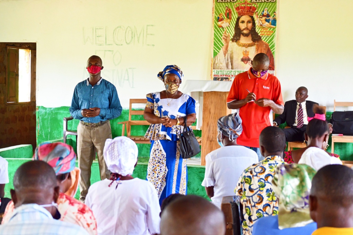 church staff speak with congregation 