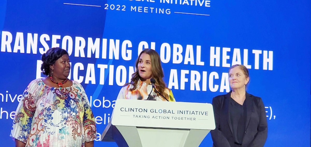 scholarship announcement at Clinton Global Health Initiative 