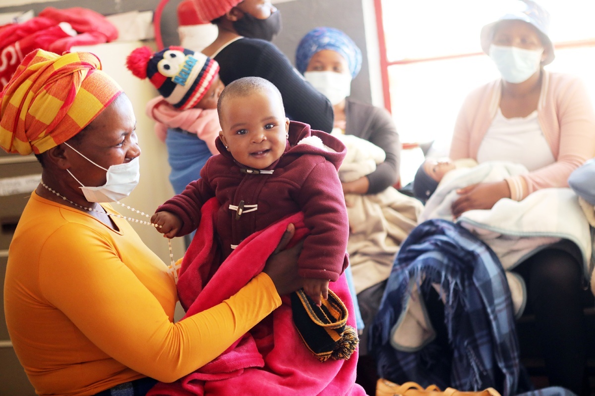 Mareekelitsoe Makatile is one of the mothers waiting with their babies for pediatric checkups and vaccinations at Lebakeng Health Center in rural eastern Lesotho. 