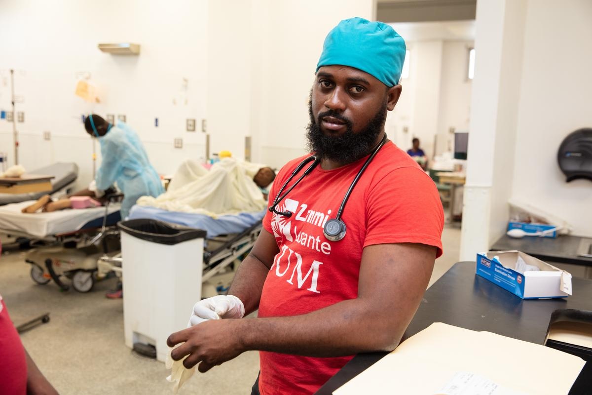 Dr. Marc Werens stands in the ER in the Hopital Universitaire de Mirebalais (HUM) in Haiti.
