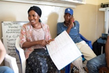 Kumba Judith Conteh with patient records