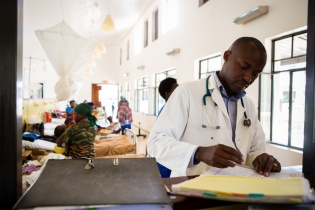 Dr. Cyprien Shyirambere in the oncology ward at Butaro District Hospital 