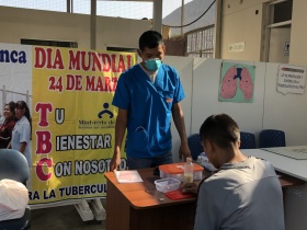 An endTB patient receives meds in Lima, Peru 