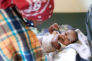 nurse and six-week-old baby in Lesotho