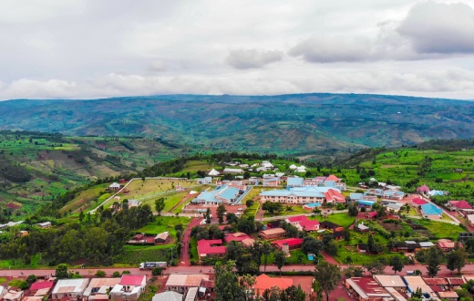 An aerial view of Kirehe, where Partners In Health supports Kirehe District Hospital.
