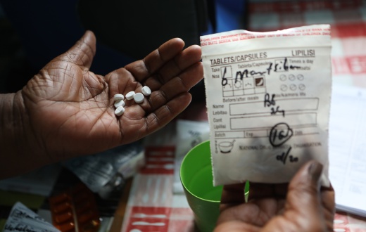 Medications for tuberculosis patients in Maseru, Lesotho.