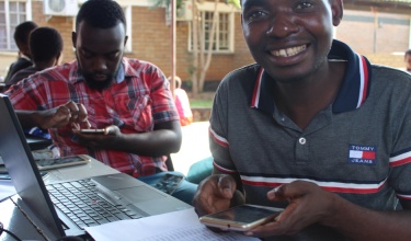 Doctor Kazinga at the PIH offices in Neno, Malawi