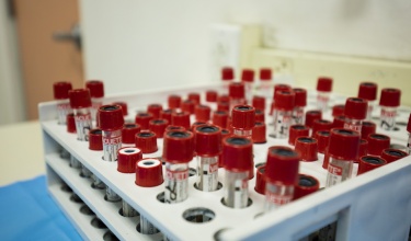 test tubes stored at a laboratory in Haiti