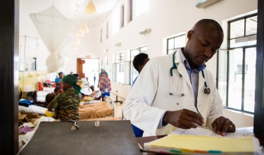 Dr. Cyprien Shyirambere in the oncology ward at Butaro District Hospital 