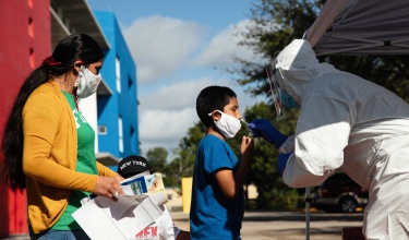 community health worker at a mobile clinic