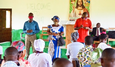 church staff speak with congregation 