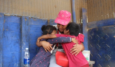 Flormila Antaurco and her children at their home in Carabayllo.