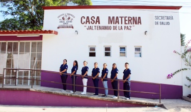 Staff stand outside Casa Materna, a birthing center that PIH supports in Chiapas, Mexico.