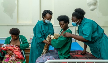 Alice Ukwitegetse and staff at Kirehe Hospital care for her newborns in 2020.