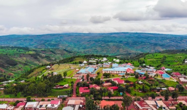 An aerial view of Kirehe, where Partners In Health supports Kirehe District Hospital.