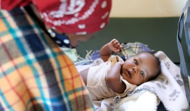 nurse and six-week-old baby in Lesotho