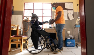 Qacha Qabane at an appointment with Nurse Thuso Ntsapi