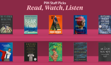 A graphic with images of book covers and the text "PIH Staff Picks: Read, Watch, Listen"